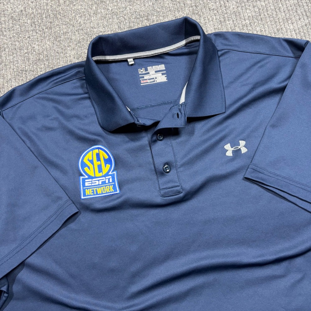 Under Armour Shirt Men's 3XL SEC ESPN Network Polo Blue Heatgear Short Sleeve